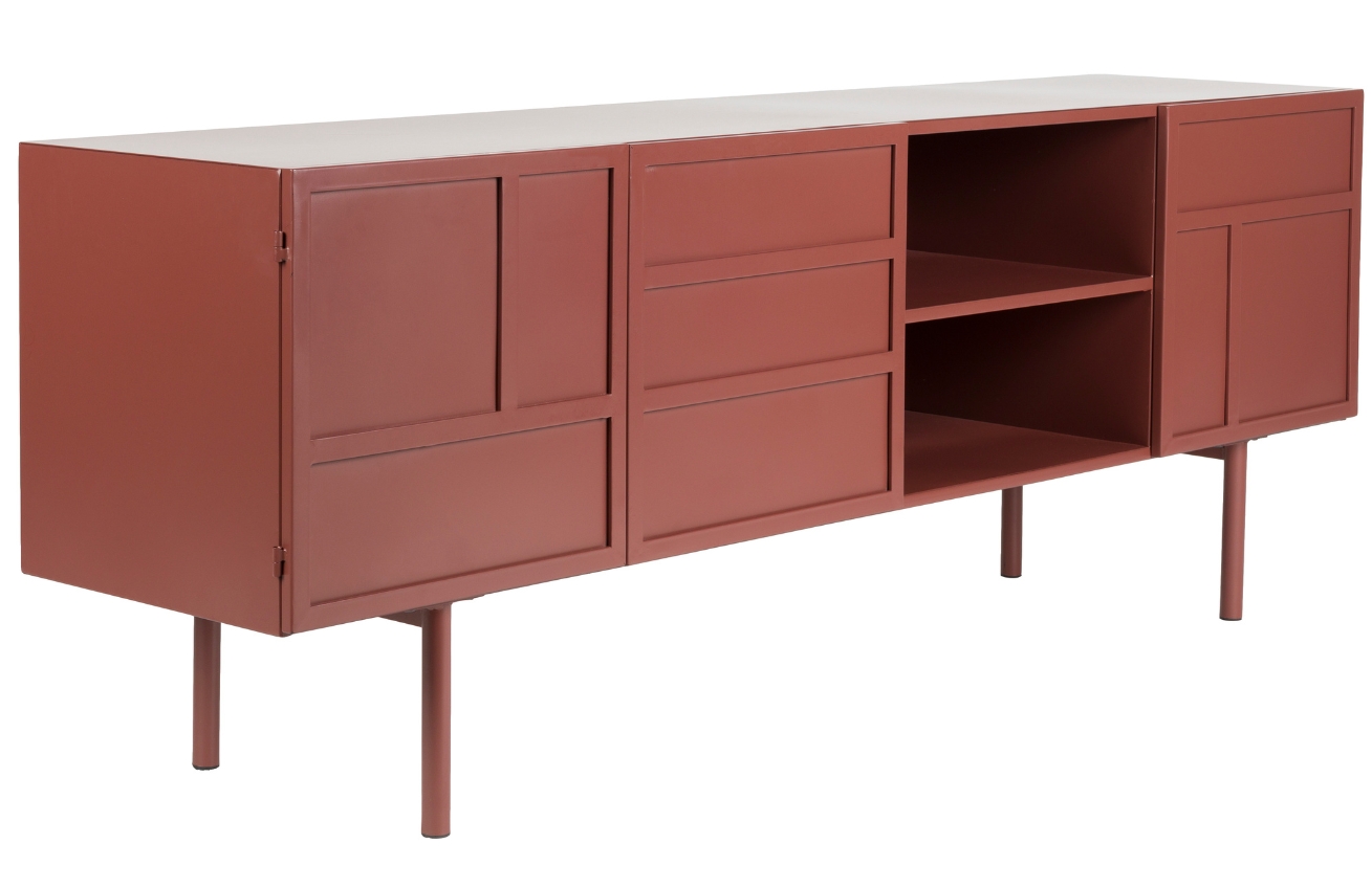 White Label Červená kovová komoda WLL DAVIS 105 x 36 cm